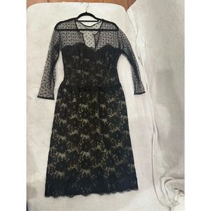 Victor Costa for Saks Fifth Ave lace long sleeve dress women’s size M